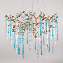 Люстра Cloyd PANGEA C10 / Ø86 см - латунь - голубое стекло (арт.10405)