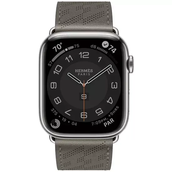Apple Watch Hermès 45mm Silver Stainless Steel Case with H Diagonal Single Tour Gris Meyer