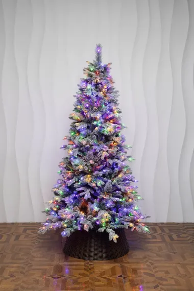 Искусственная елка Скандинавия заснеженная 240 см., литая хвоя+пвх, 760 мульти/теплых LED ламп, ЕлкиТорг (26240)