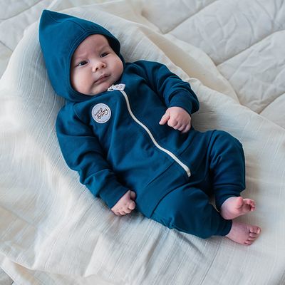 Warm hoodie 3-18 months - Petrol Blue