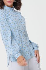 Блузка голубая в мелкий цветочек DStrend (Акция)