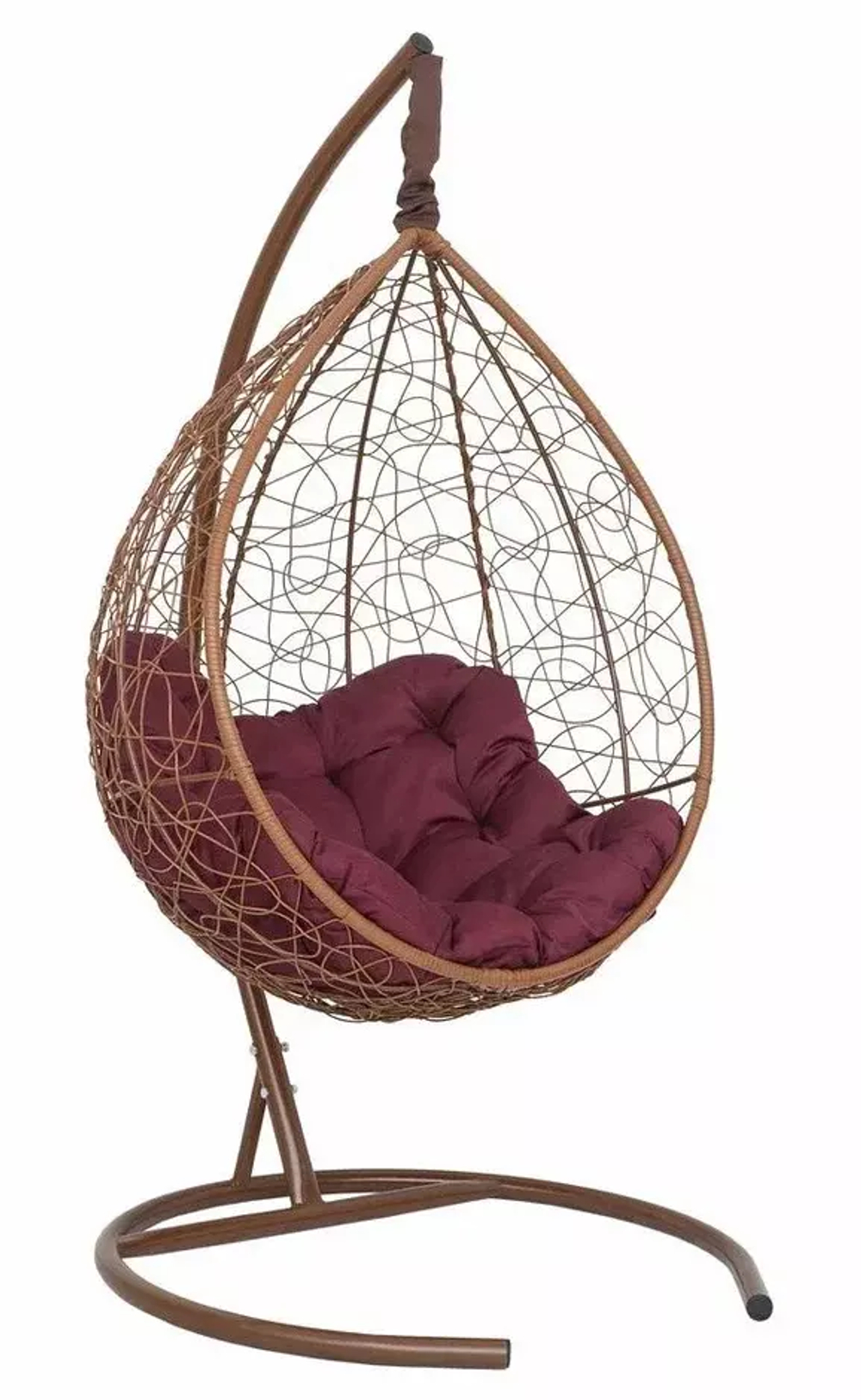 Подвесное кресло-кокон SEVILLA RELAX горячий шоколад, бордовая подушка (Laura Outdoor)