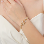 Браслет «Листья» из лимонного золота с фианитами