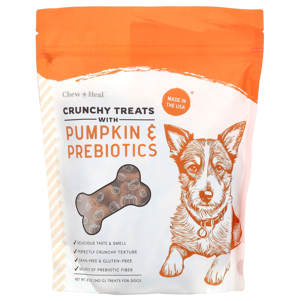 Chew + Heal, Хрустящие лакомства с тыквой и пребиотиками, для собак, для всех возрастов, 340 г (12 унций)