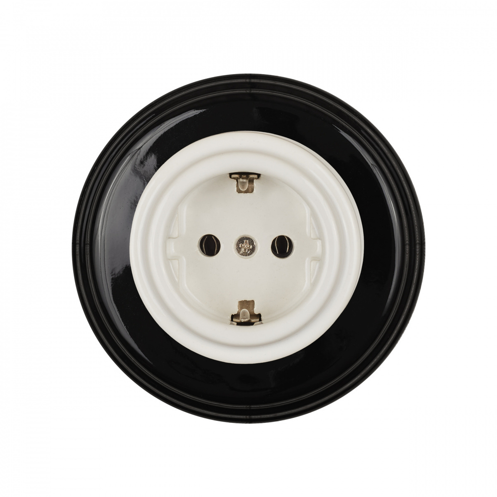 Розетка, керамика, цвет белый, с заземляющим контактом B1-101-01