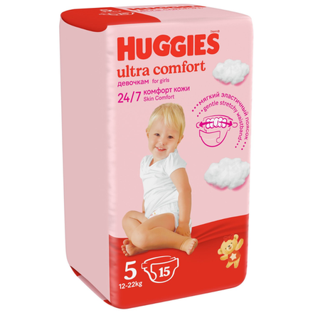 Подгузники Huggies Ultra Comfort для девочек 5 (12-22кг) 15 шт