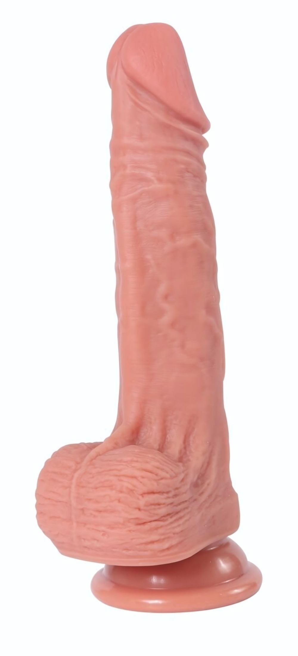 Телесный фаллоимитатор-реалистик с мошонкой Real Dual Layer - 20 см. (Цвет: телесный)