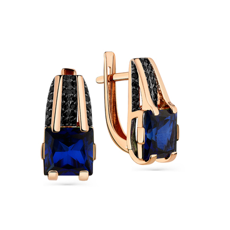 Серьги из золота 585 пробы с Фианит и Корундом