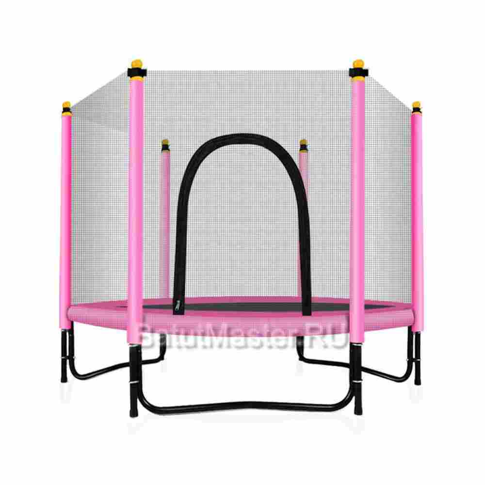 Батут с сеткой, диаметр 5 фт, розовый