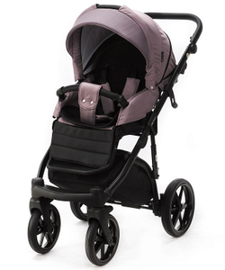 Детская коляска Adamex Bibione 2 в 1 BI-PS21/A (СЕРО-РОЗОВ+СИРЕНЬ ПЕРФ.КОЖА)