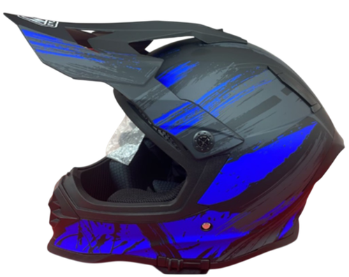 Шлем кроссовый взрослый MOTAX матово-чёрный-синий (G5) L(60) HF 800