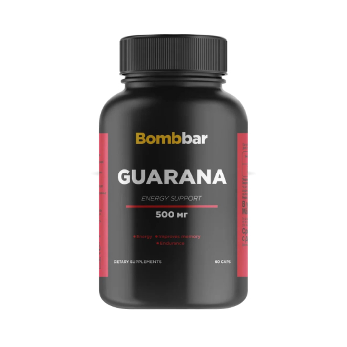 Гуарана, Guarana 500 mg, Bombbar, 60 капсул