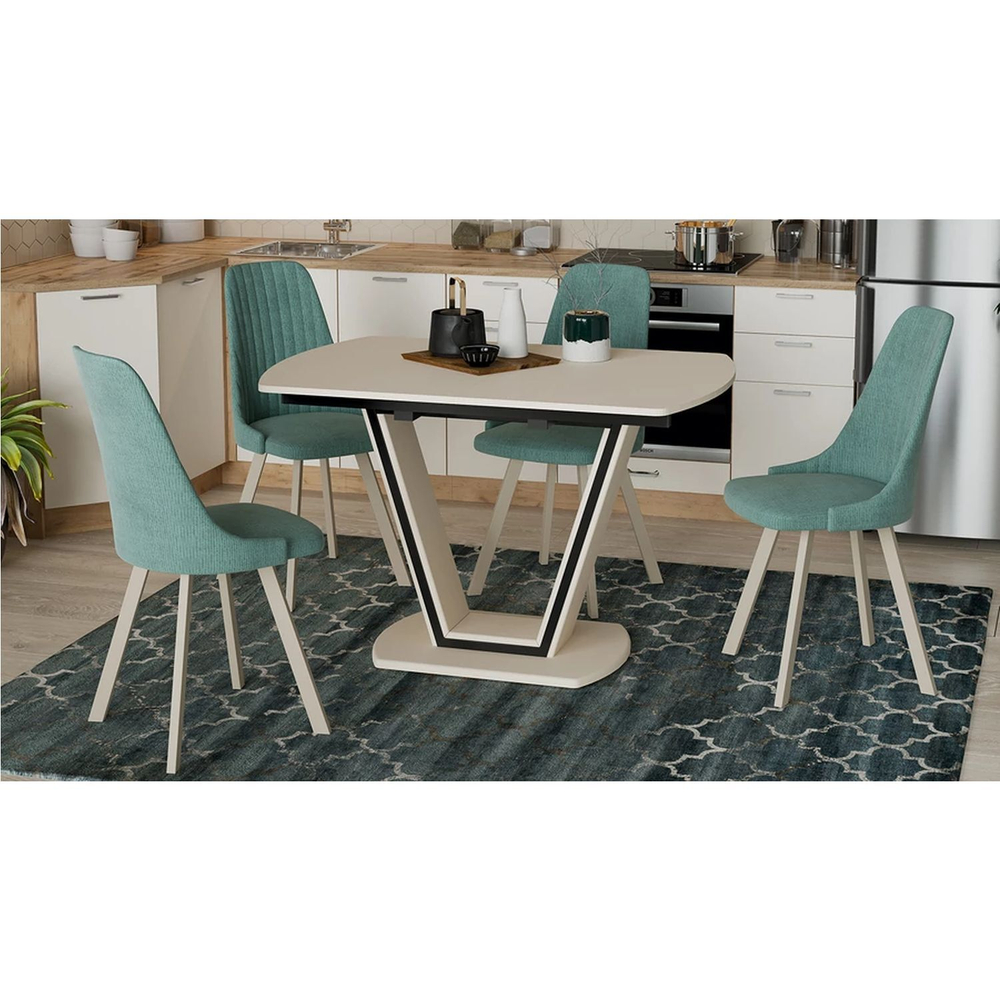 Стол кухонный обеденный раздвижной Серый Софт/Стекло Матовое Серое, Дели Тип 2, 120х80х77 см