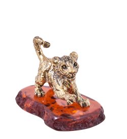 Народные промыслы AM-3875 Фигурка «Тигренок Кано» (латунь, янтарь)