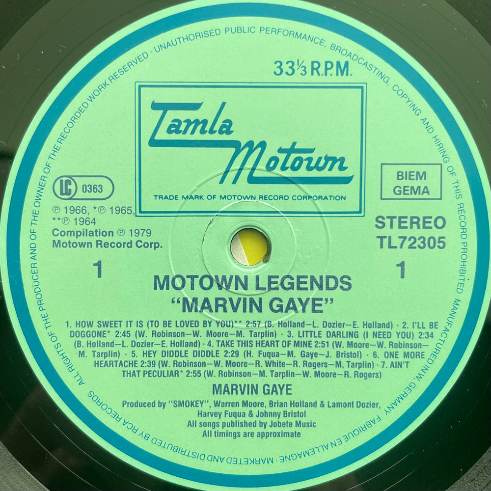 Marvin Gaye ‎– Motown Legends (Германия 1984г.)