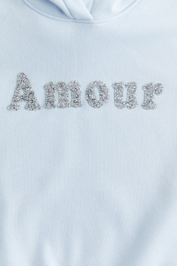 H&M Толстовка с капюшоном и принтом, светло-голубой