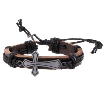 Фенечка с крестом - 1 (черн/шнурок)