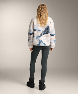 Oysho Куртка из искусственной овчины с горным принтом, экрю