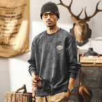 Мужской свитшот американского ретро стиля, круглый вырез, весна-осень, модный брендовый с принтом