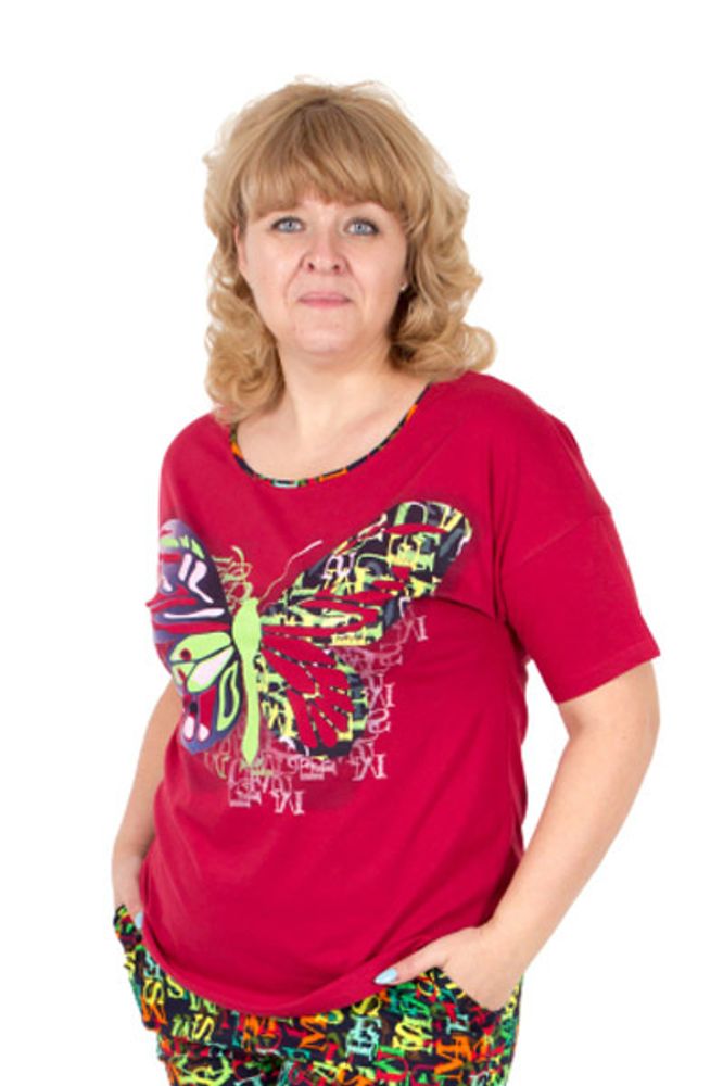 Б3147-7032 рубиновый футболка женская.