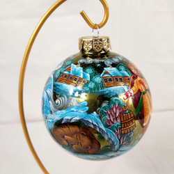 Шар новогодний с круговой росписью "Морозко" в коробке