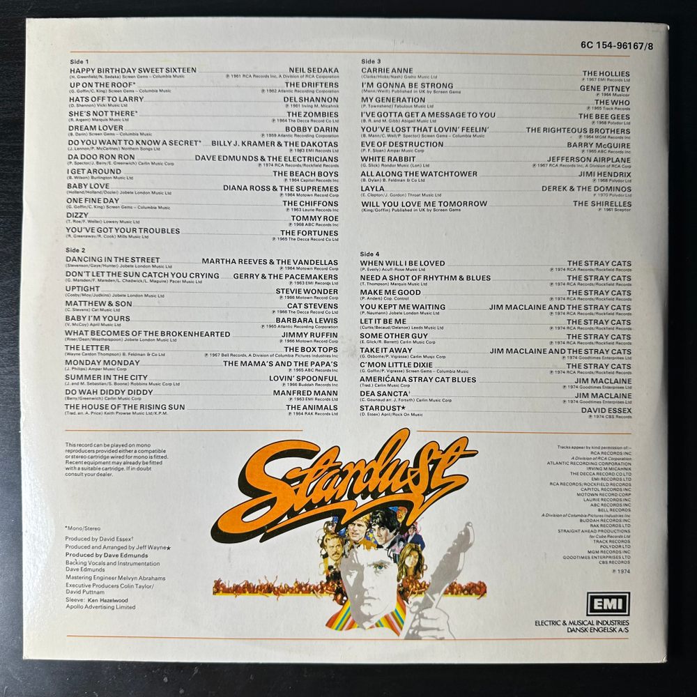 Сборник Stardust - 44 Original Hits From The Sound Track Of The Film 2LP (Дания 1974г.)