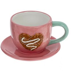 GAEM Чашка с блюдцем "Пряничное сердце", 250 мл, L14 W12,5 H7,5 см, 2в.
