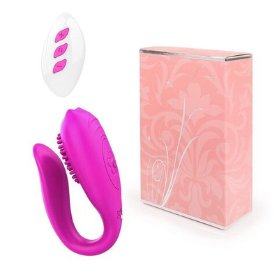 Ярко-розовый изогнутый вибромассажер с шипиками (Цвет: ярко-розовый)