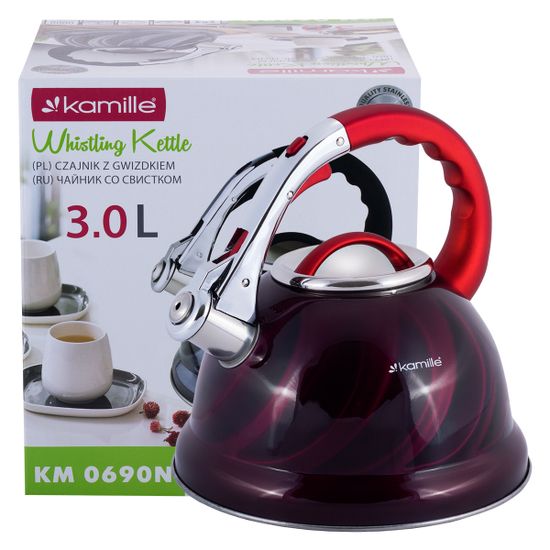 Чайник 3 л. из нержавеющей стали со свистком Kamille KM-0690N