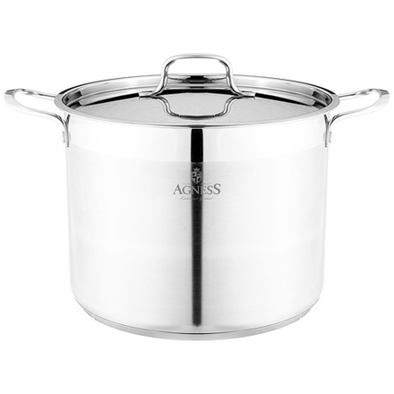 КАСТРЮЛЯ AGNESS 28X24 14 Л ВЫСОКОКАЧЕСТВЕННАЯ НЕРЖ СТАЛЬ 18/10 ИНДУКЦИОННОЕ ДНО