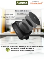 Жаровня квадратная индукционная "Мечта" Гранит с крышкой 26*26см