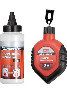 Шнур разметочный в пластмассовом обрезиненном корпусе, порошок красный Matrix 84855