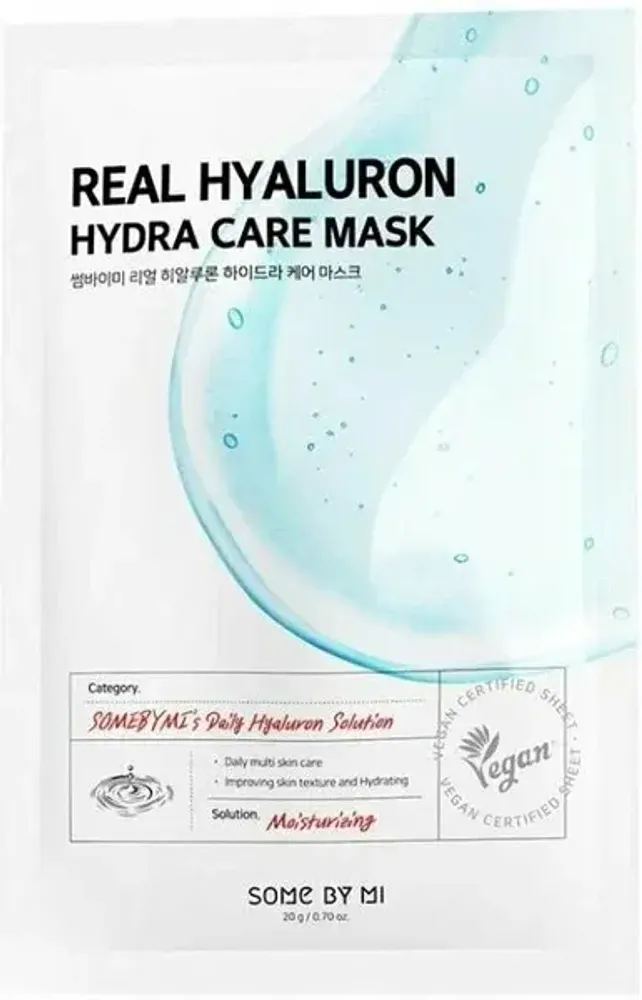 SOME BY MI REAL HYALURON HYDRA CARE MASK Увлажняющая тканевая маска для лица с гиалуроновой кислотой 20г