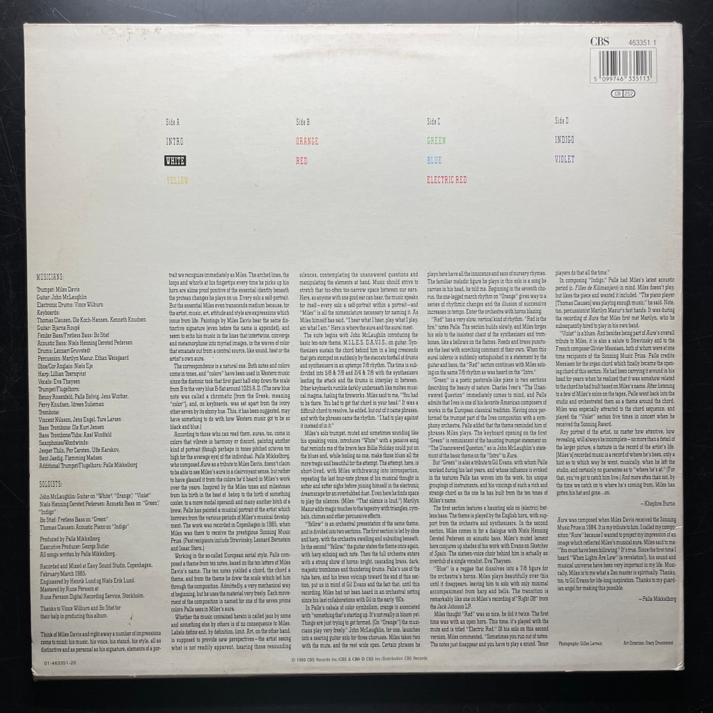 Miles Davis ‎– Aura 2LP (Голландия 1989г.)
