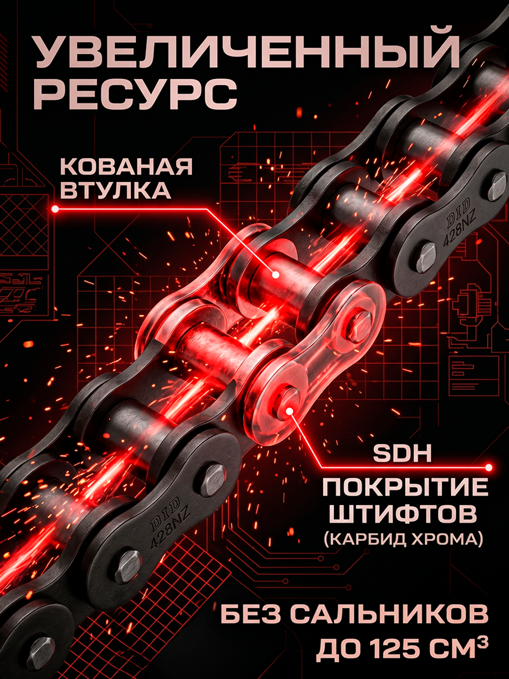 Цепь 428NZ (100звеньев)