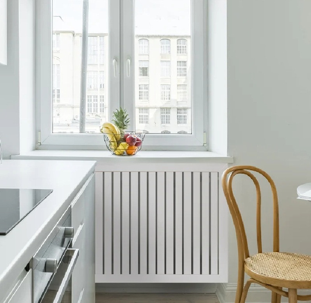 Экран для радиатора реечный Стильный дом v530743 Ясень белый 1200х600 мм