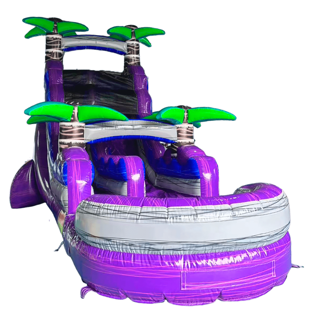 Надувная горка с бассейном «Фиолетовый бриз» 8х4х5м