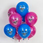 Шар (12''/30 см) Зубастики, Синий/Фуше, пастель, 2 ст, 25 шт.