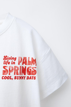 ZARA ФУТБОЛКА С РЕЛЬЕФНЫМ ПРИНТОМ, БЕЛЫЙ