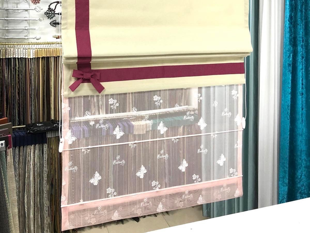 Римская штора День-Ночь из тканей Megara 6699 col 4 и 20 и El Desing 16881 col 14870