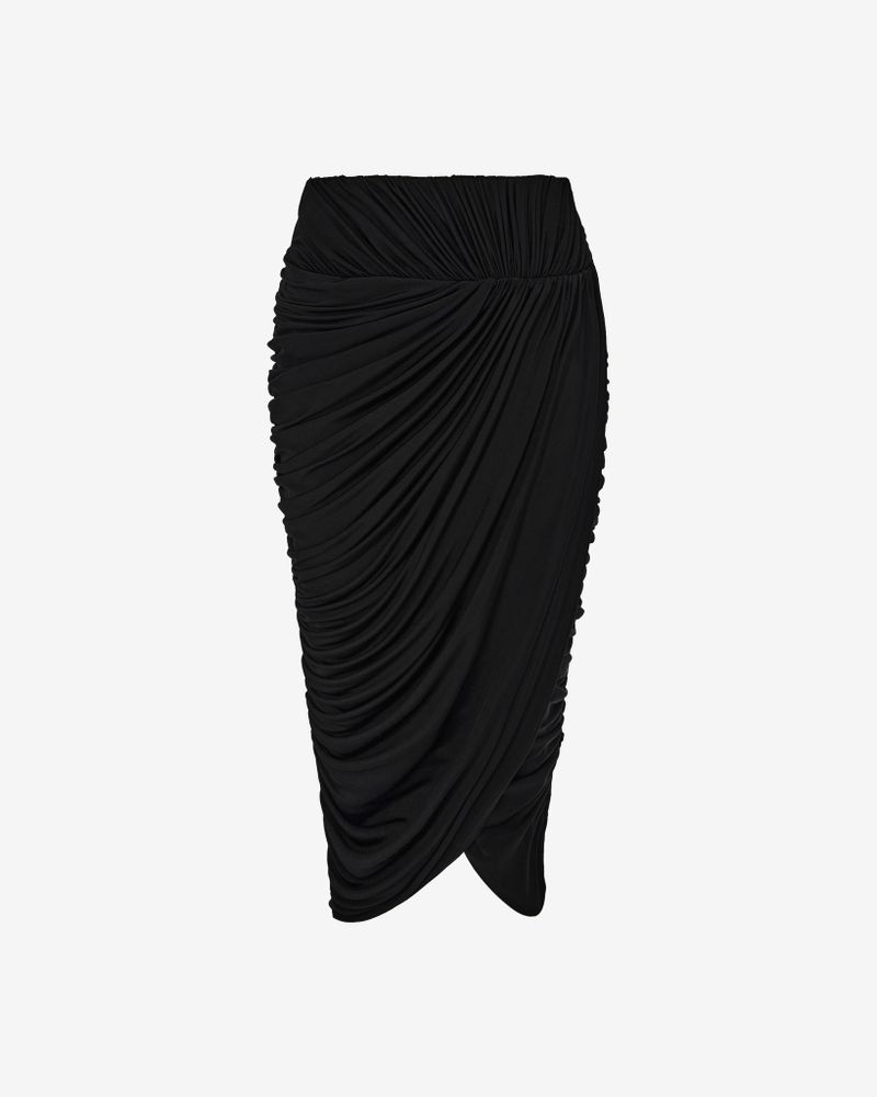 Юбка миди из трикотажа со сборкой