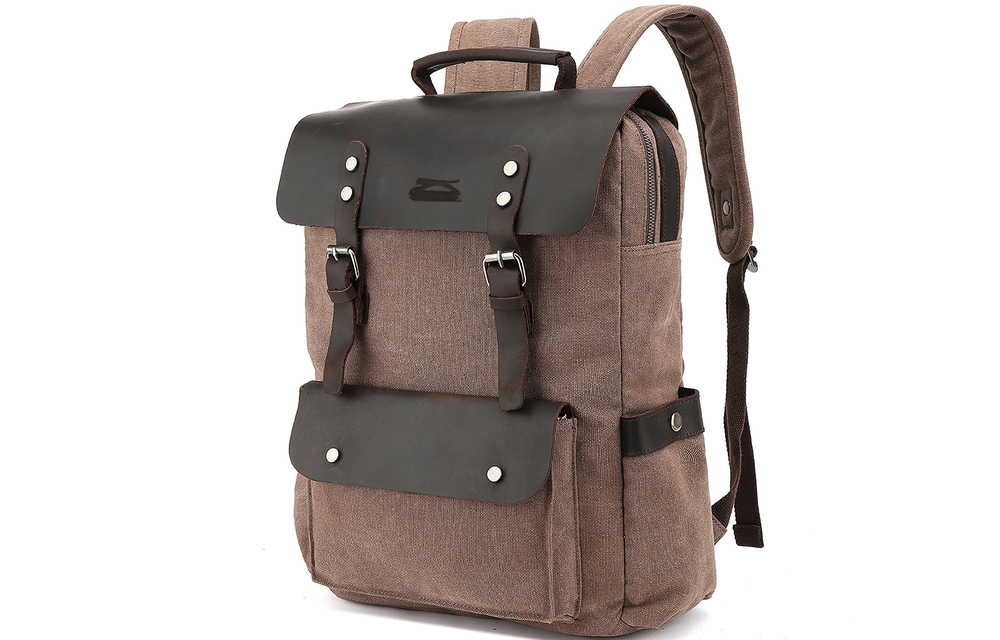 Slazenger Canvas, Top Grain Cow Leather Backpack Regular Unisex Multicolor
