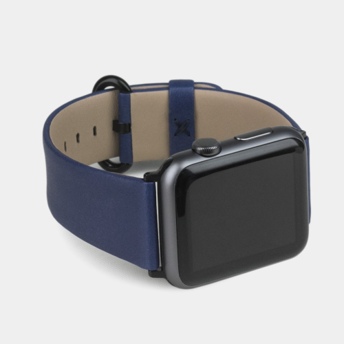 Ремешок для Apple Watch 44/45/46 mm из кожи теленка, синего цвета