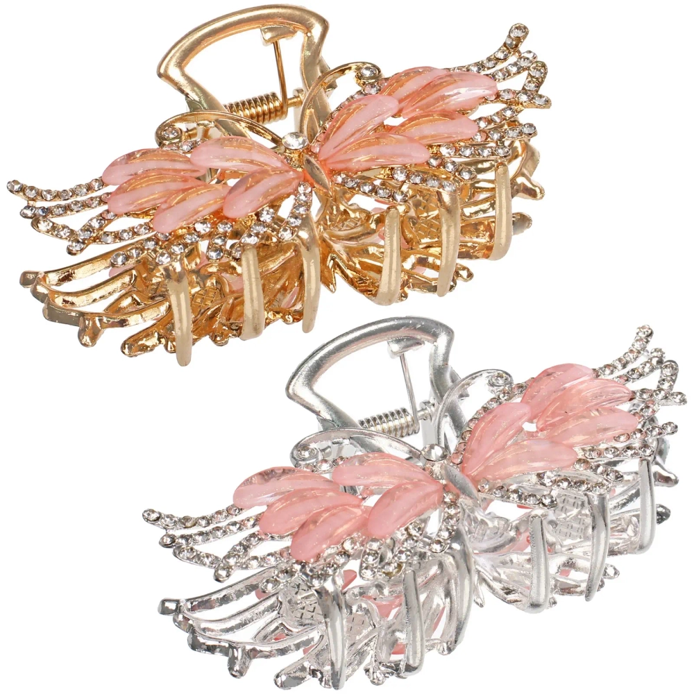 Заколка - краб для волос на блистере «LAVITA», бабочка, цвет серебро и золото, 7,5*3,5см