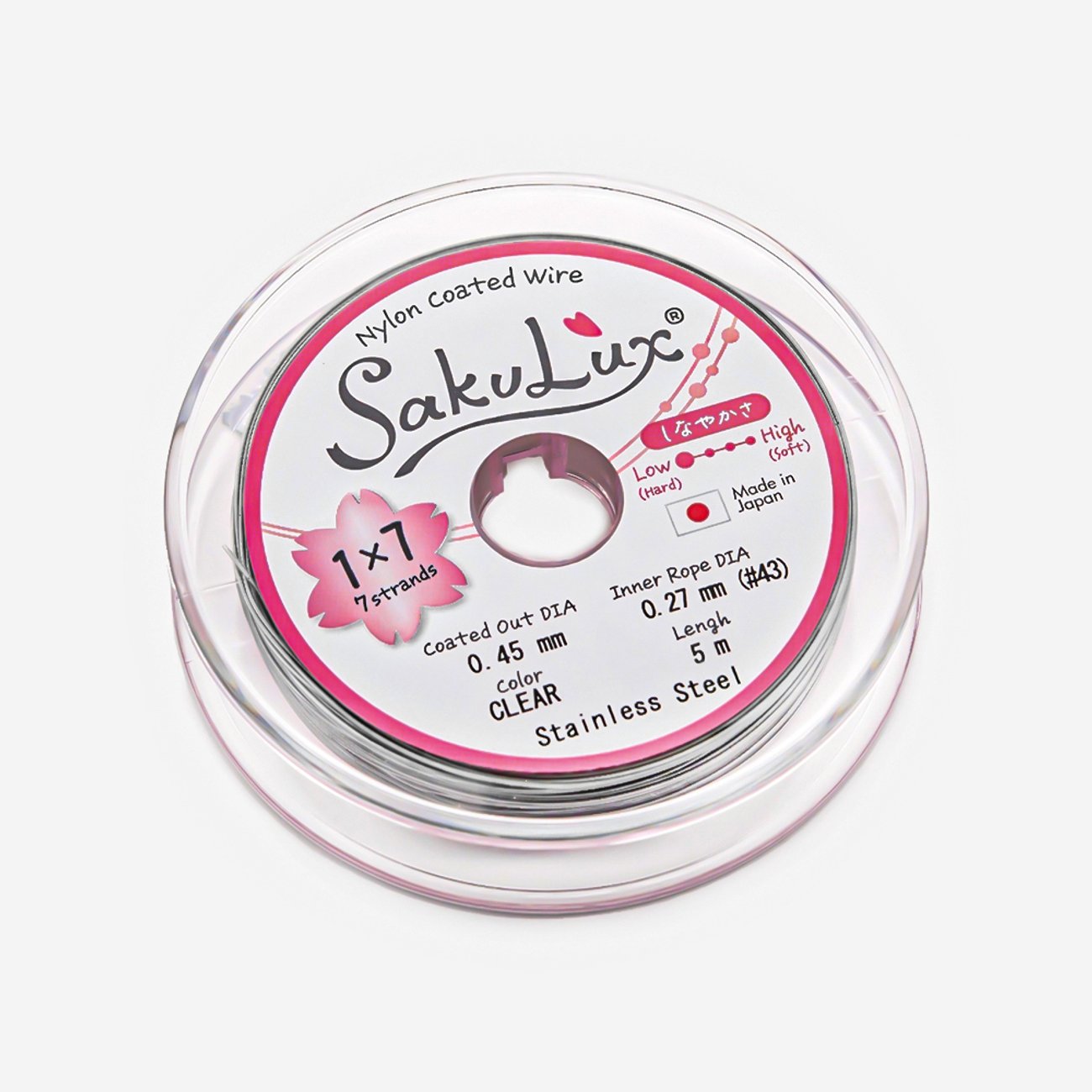 Японский ювелирный тросик SakuLux 7 диаметр 0,45мм, цвет "Сталь"