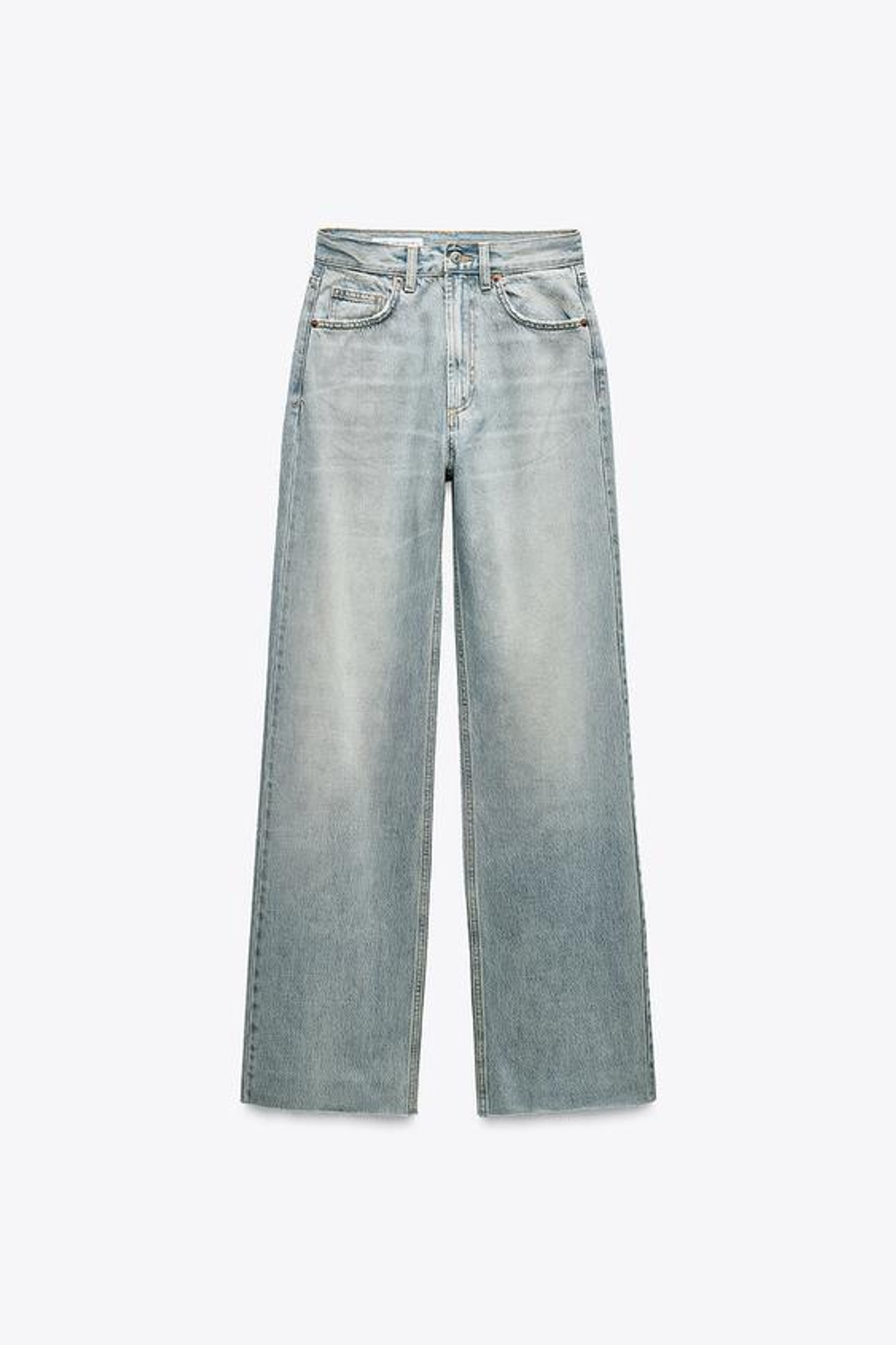 ZARA ДЖИНСЫ TRF WIDE LEG FULL LENGTH С ВЫСОКОЙ ПОСАДКОЙ, ГОЛУБОЙ