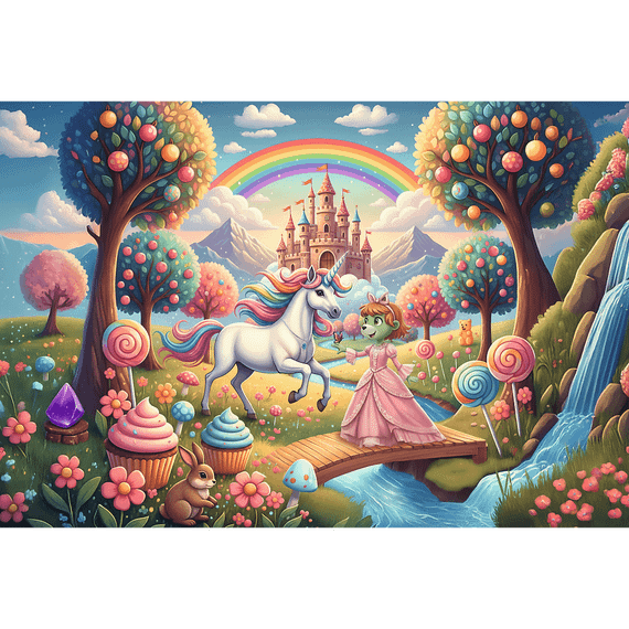 Pazl \ Puzzle \ Пазлы Puzzles - "100" Inspired By Fantasy - Unicorn in Candyland / KAZSTUDIO SA The Treflik Family