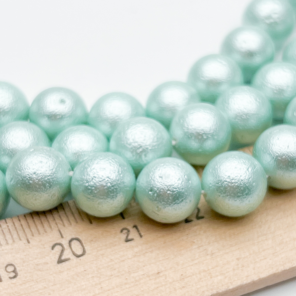 "Майорка" с эффектом фольга, цвет салатовый, диаметр 10,1 мм, цена за 10 шт (1/4 нити)