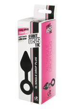 Черная анальная пробка с ручкой-кольцом XL Single Drop Plug - 14 см. (Цвет: черный)