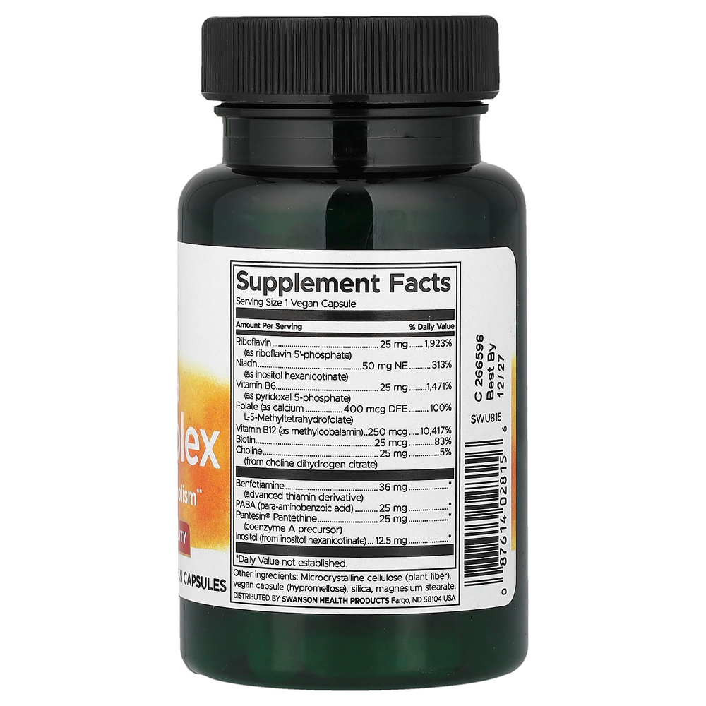 Swanson Vitamins, активированный комплекс витаминов группы B, 60 веганских капсул